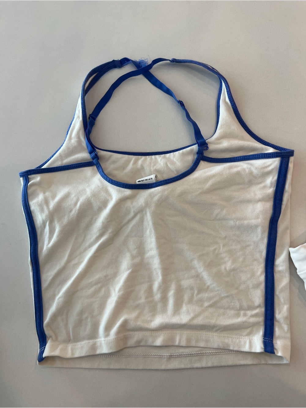PINK Victoria's Secret White Tank & Shorts Set with Blue Trim and Red Logo - Picture 6 of 6